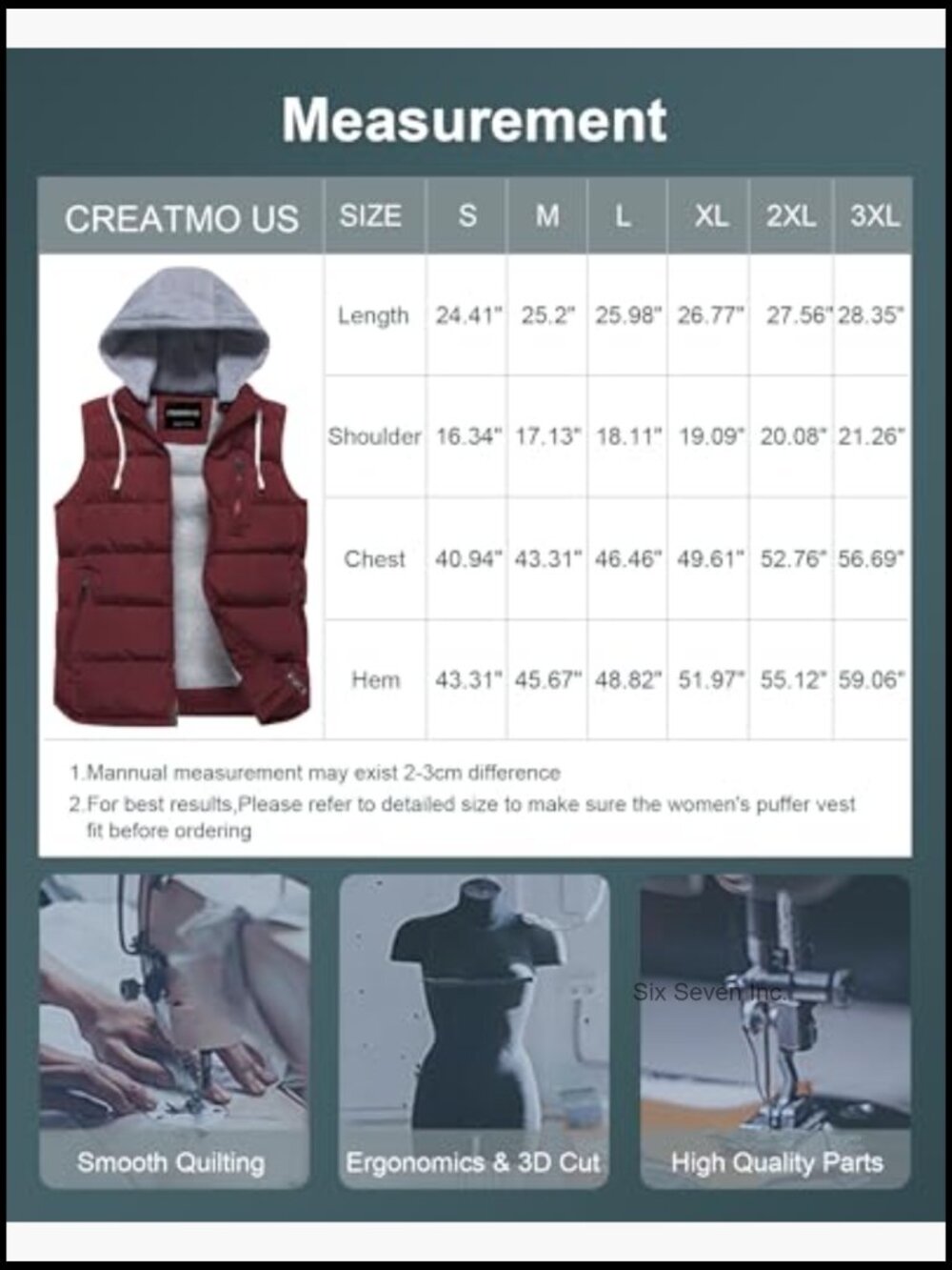 Women's Warm Vest Outerwear Thick Padded Puffer Sleeveless Vest With Detachable - Picture 7 of 7